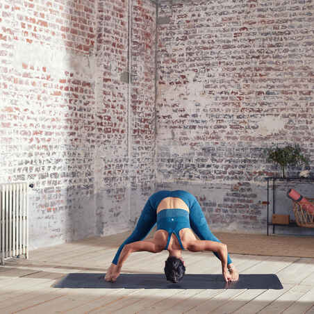 Sportbehå dynamisk yoga lång utan sömmar Dam turkos/silver