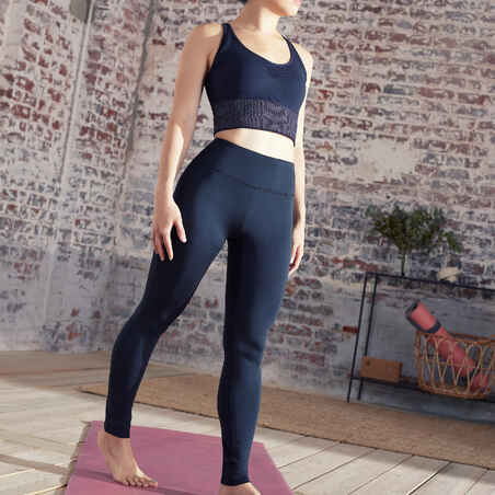 Leggings dynamisches Yoga Damen schwarz