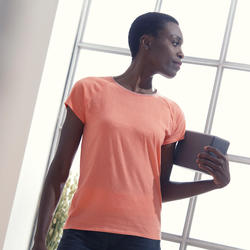 Camiseta Manga Corta Yoga Mujer ecodiseñada coral