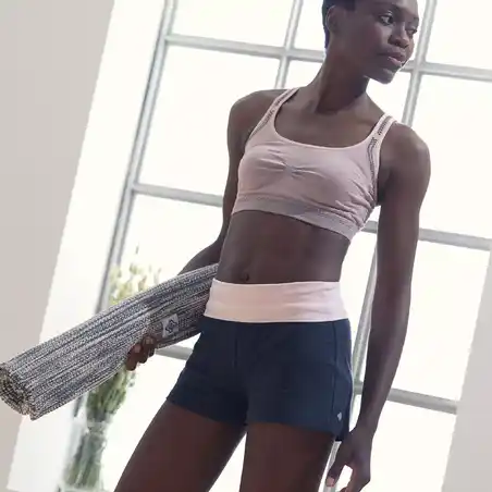 Women's Sustainable Cotton Yoga Shorts - Grey/Pink