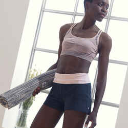 Women's Eco-Designed Cotton Yoga Shorts - Grey/Pink