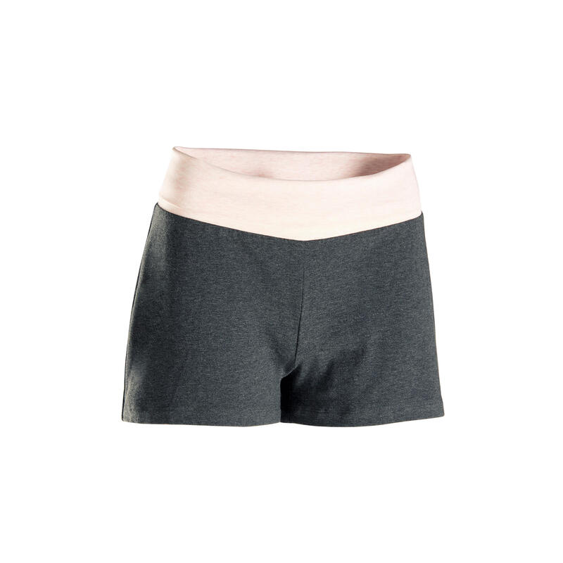 Women's Organic Cotton Gentle Yoga Shorts - Grey/Pink
