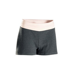 Yogashort dames katoen grijs roze