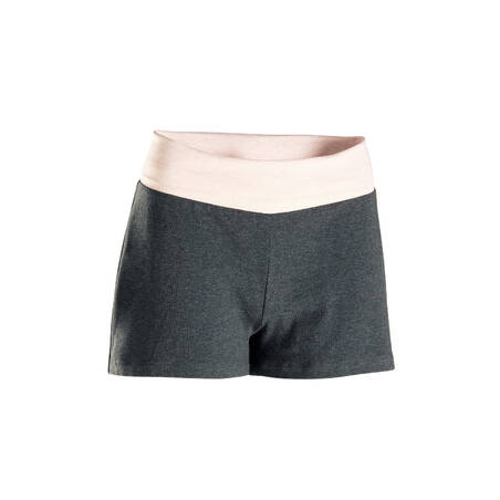 Celana Pendek Yoga Ringan Ramah Lingkungan Wanita - Abu-abu/Pink