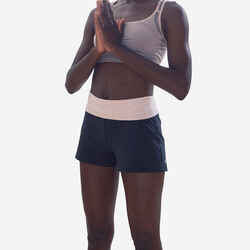 Women's Eco-Designed Cotton Yoga Shorts - Grey/Pink