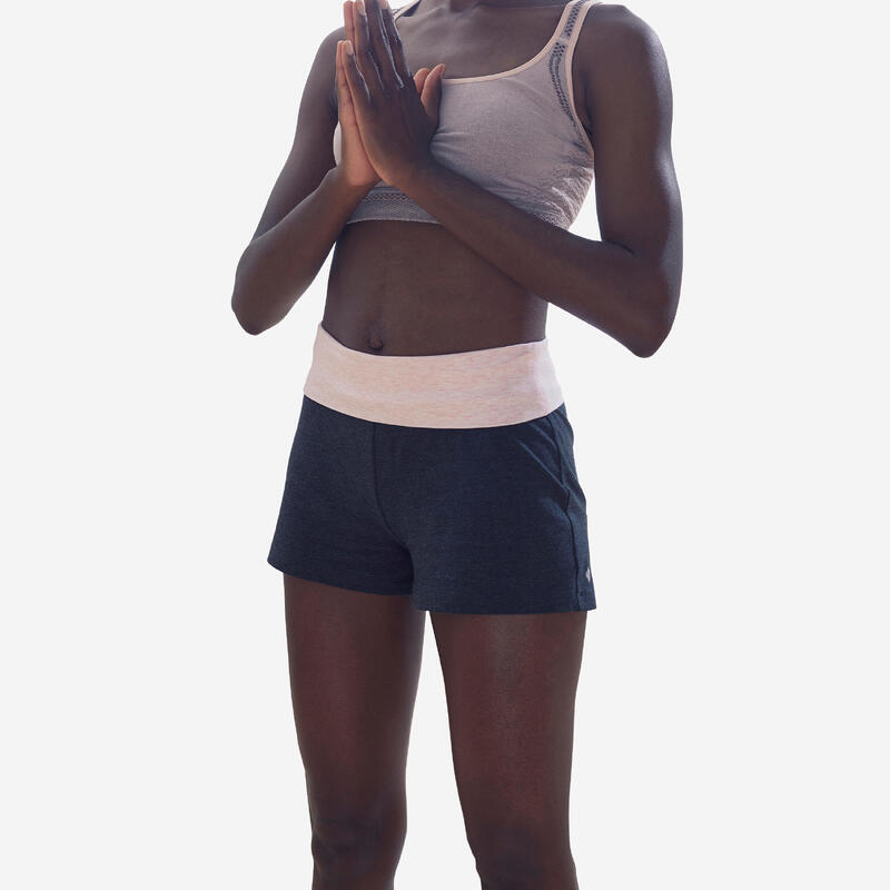 Women's Organic Cotton Gentle Yoga Shorts - Grey/Pink