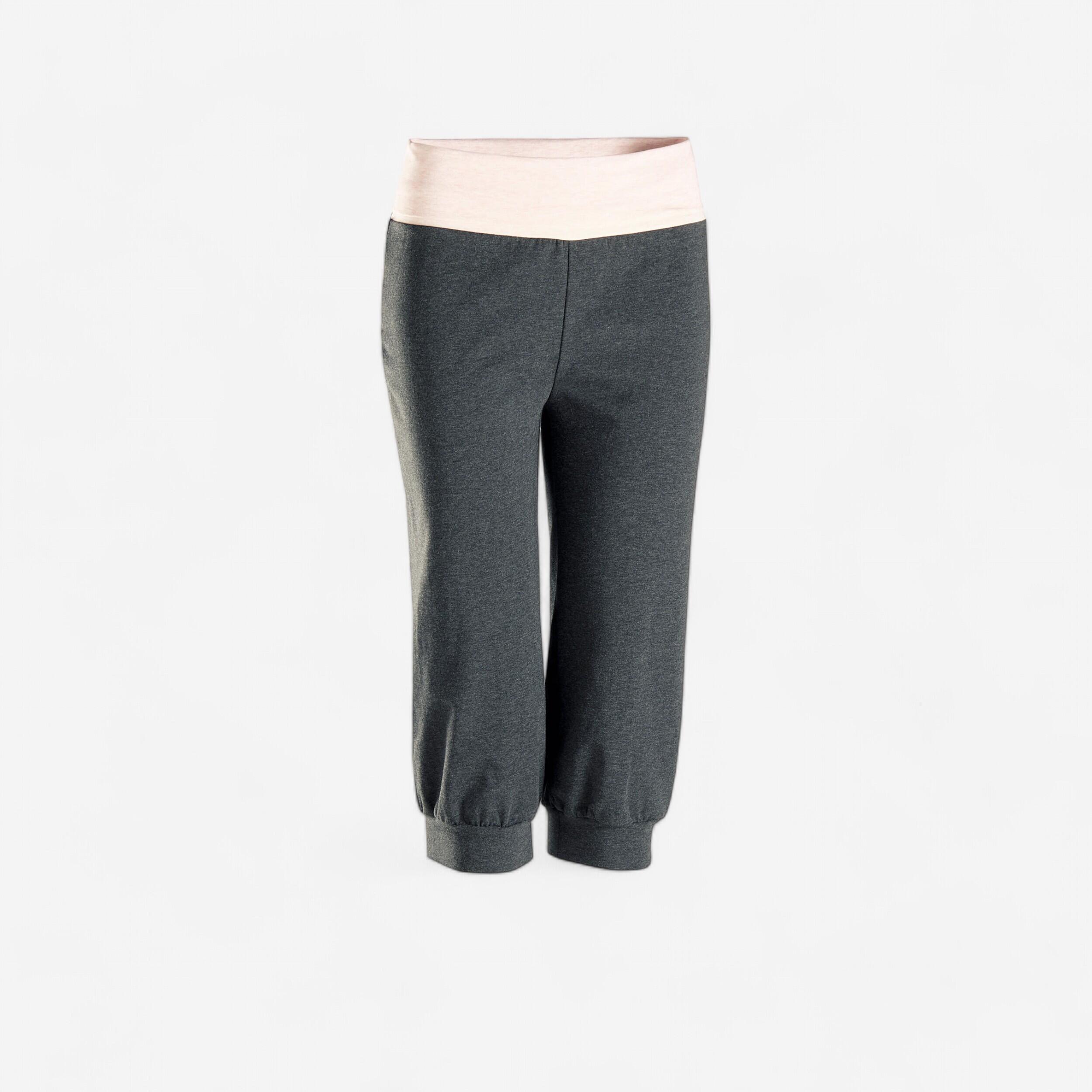 

Women's Organic Cotton Gentle Yoga Cropped Bottoms - Grey -  By KIMJALY | Decathlon