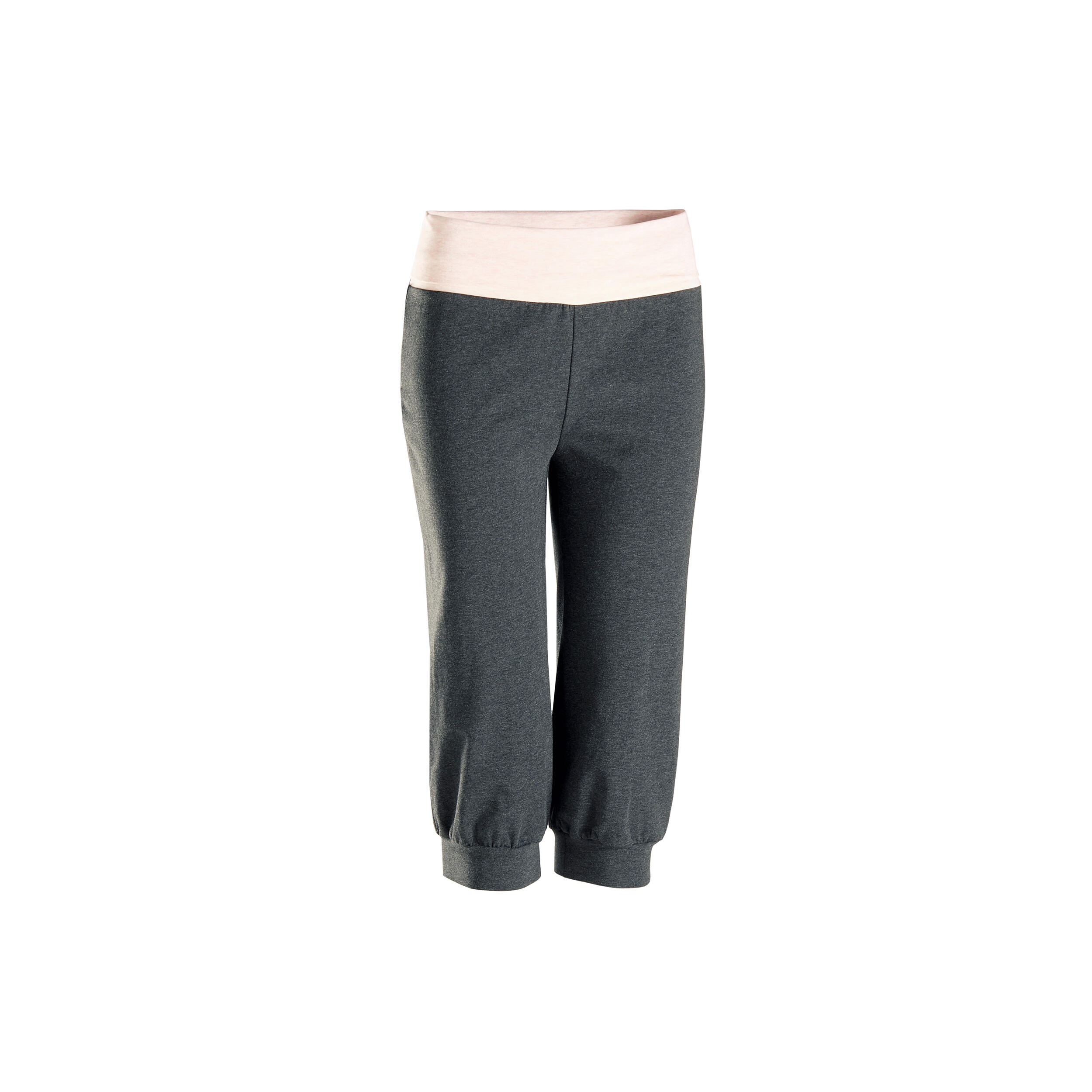Women's Cotton Yoga Cropped Bottoms - Grey/Pink 2/8