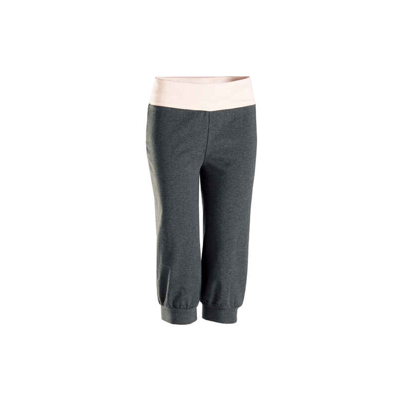 3/4 Hose Yoga Baumwolle Ecodesign Damen grau/rosa 
