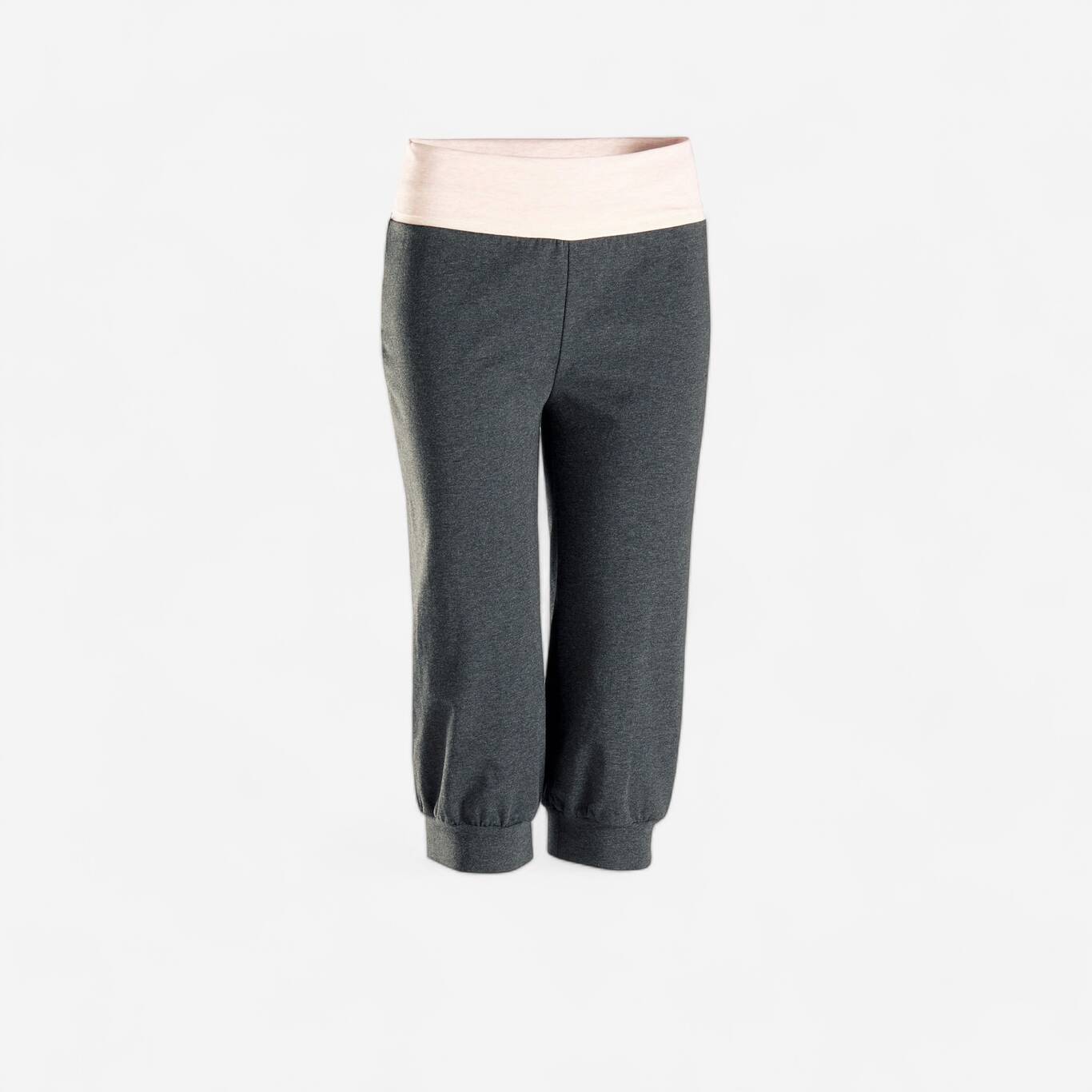 Women's Cotton Yoga Cropped Bottoms - Grey/Pink