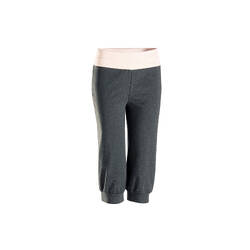 Women's Cotton Yoga Cropped Bottoms - Grey/Pink