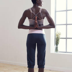 Women's Cotton Yoga Cropped Bottoms - Grey/Pink