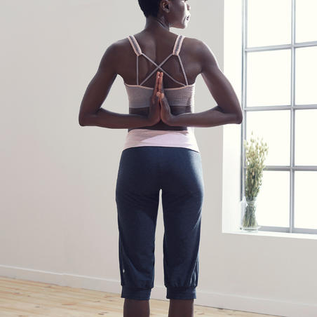 Штани жіночі для м’якої йоги укорочені з органічної бавовни сірі
