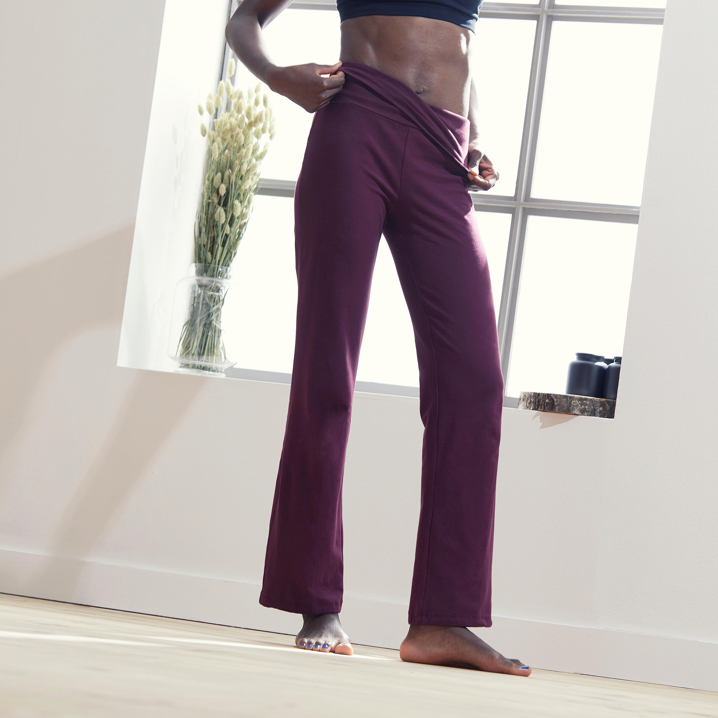 KIMJALY Women's Yoga Cotton Bottoms - Burgundy