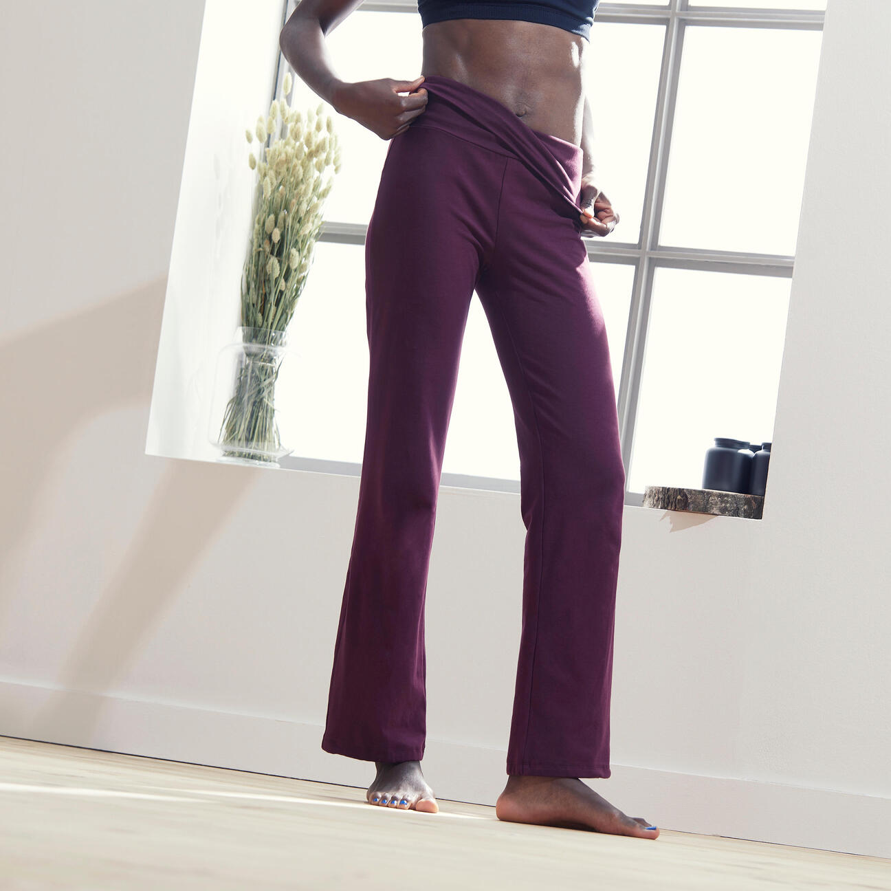 Women's Organic Cotton Gentle Yoga Bottoms Domyos Decathlon