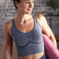 Seamless Long Dynamic Yoga Sports Bra - Mottled Grey