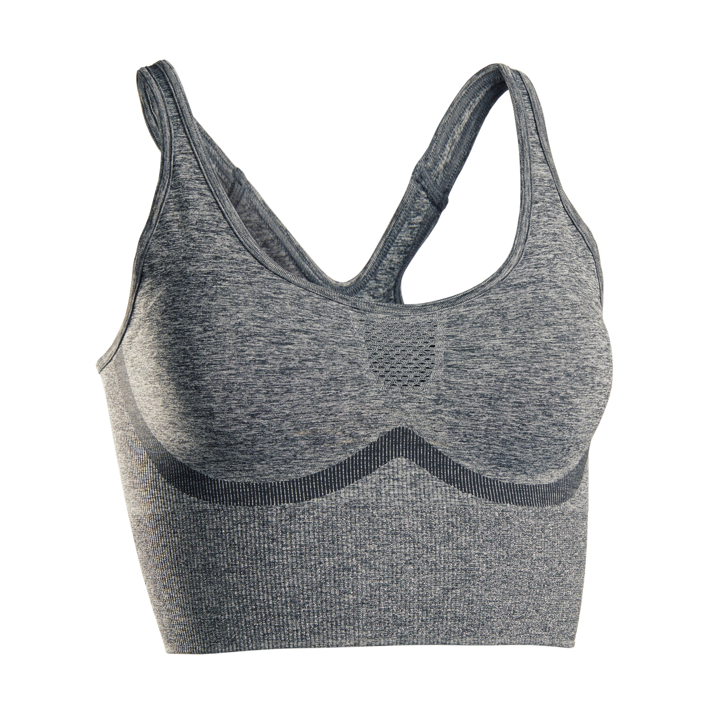 

Seamless Long Dynamic Yoga Sports Bra - Mottled Grey -  By KIMJALY | Decathlon