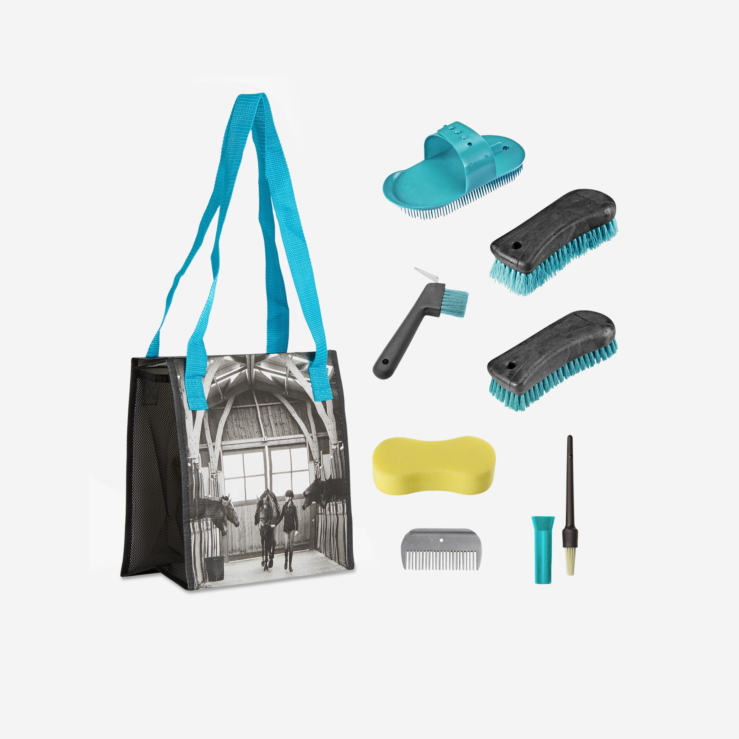 Kit de pansage adulte bleu turquoise - FOUGANZA