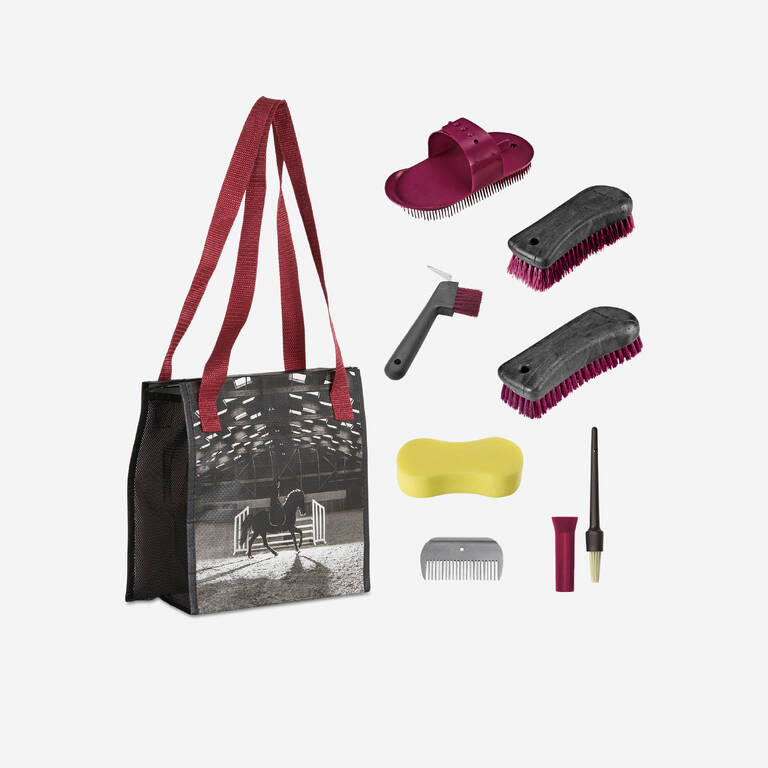 Horse Grooming Kit - Burgundy