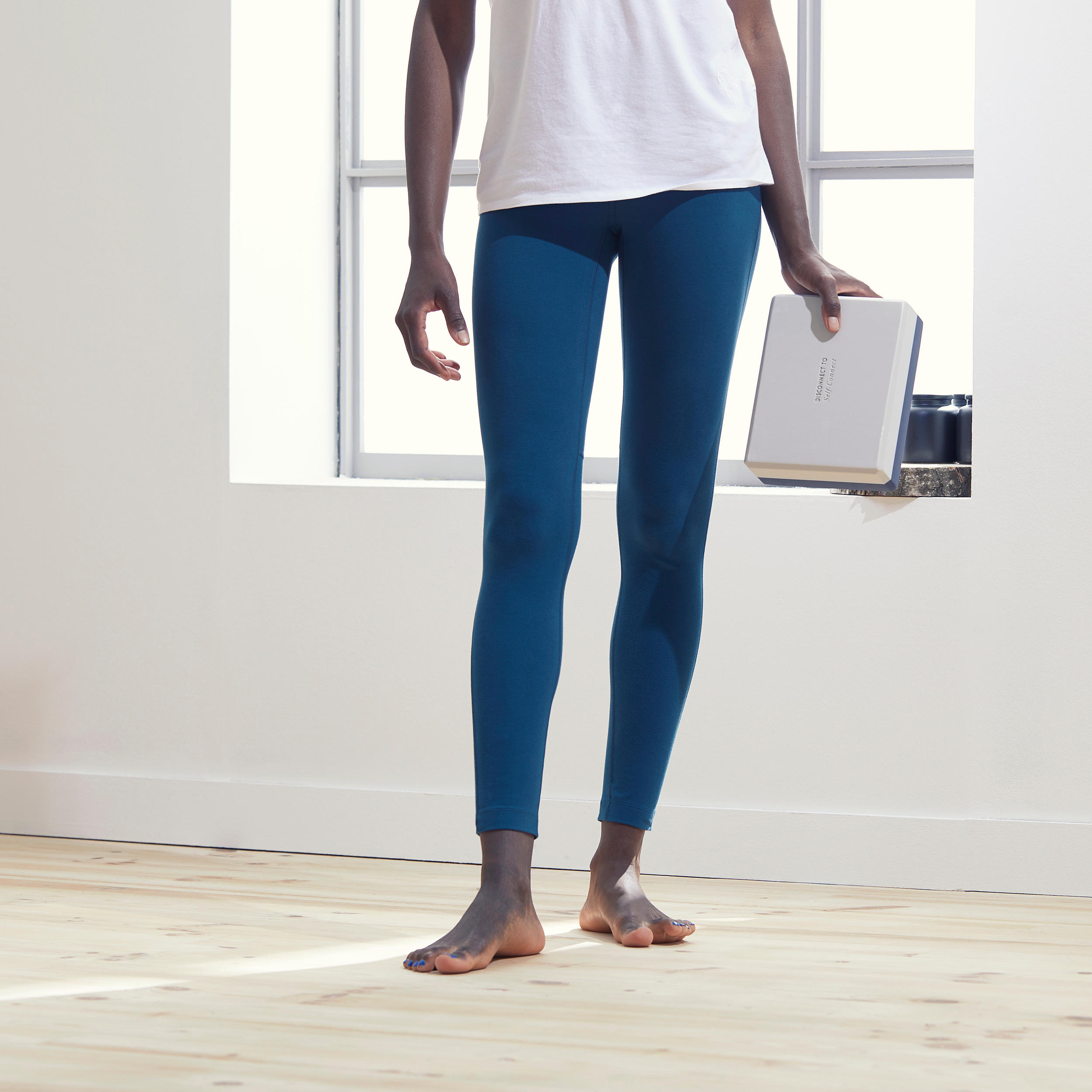 KIMJALY Women's Technical Cotton Yoga Leggings - Teal