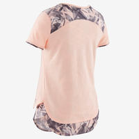 T-shirt 2en1 fille rose chiné