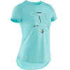 Girls' Breathable Short-Sleeved Gym T-Shirt 500 - Blue Print