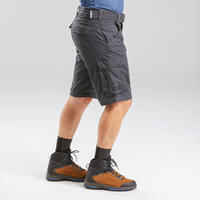 Men's Travel Trekking Cargo Shorts - TRAVEL 100 - Grey