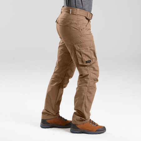 Men's Travel Trekking Cargo Trousers - TRAVEL 100 Brown