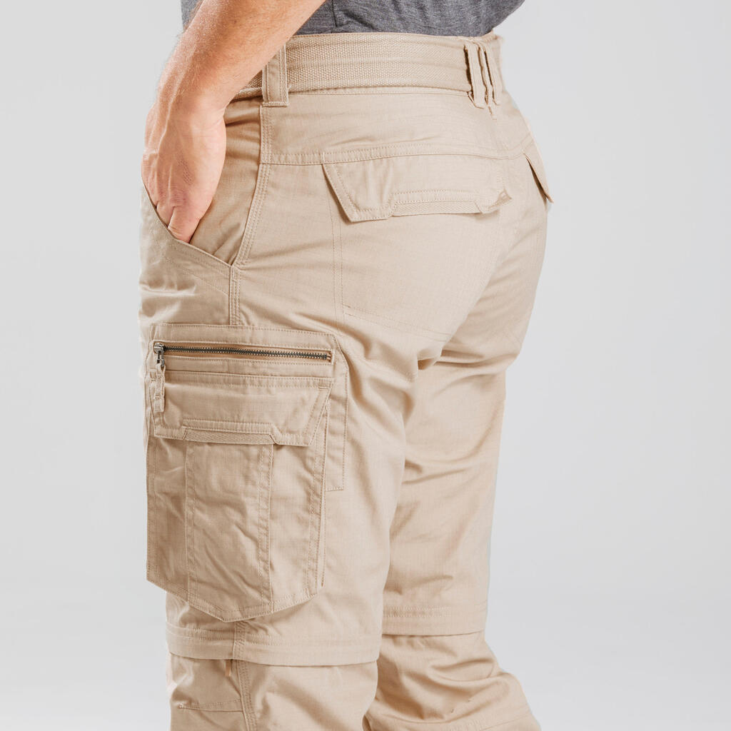 Pantalón cargo transformable de senderismo viaje - TRAVEL 100 MODUL arena hombre