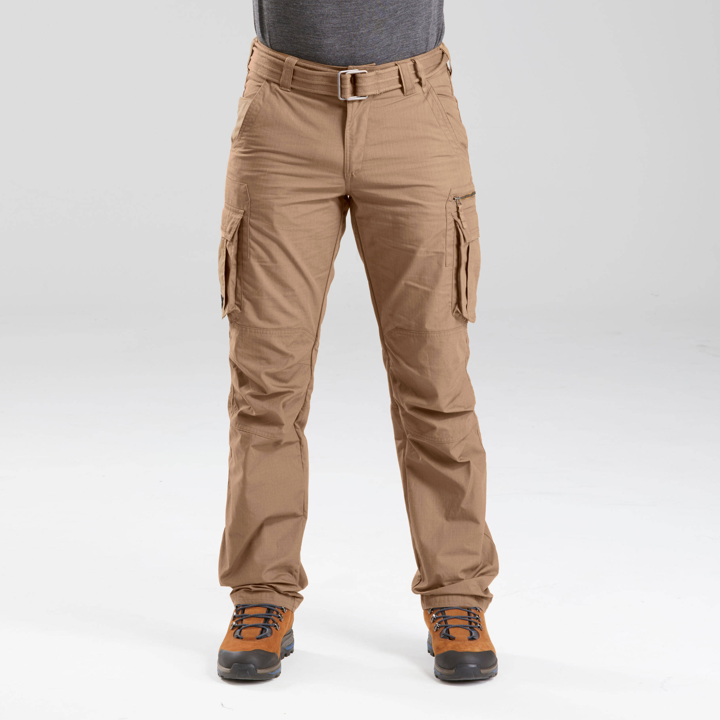 Men Straight Fit Durable Cargo Pant Brown - Travel 100 -  1