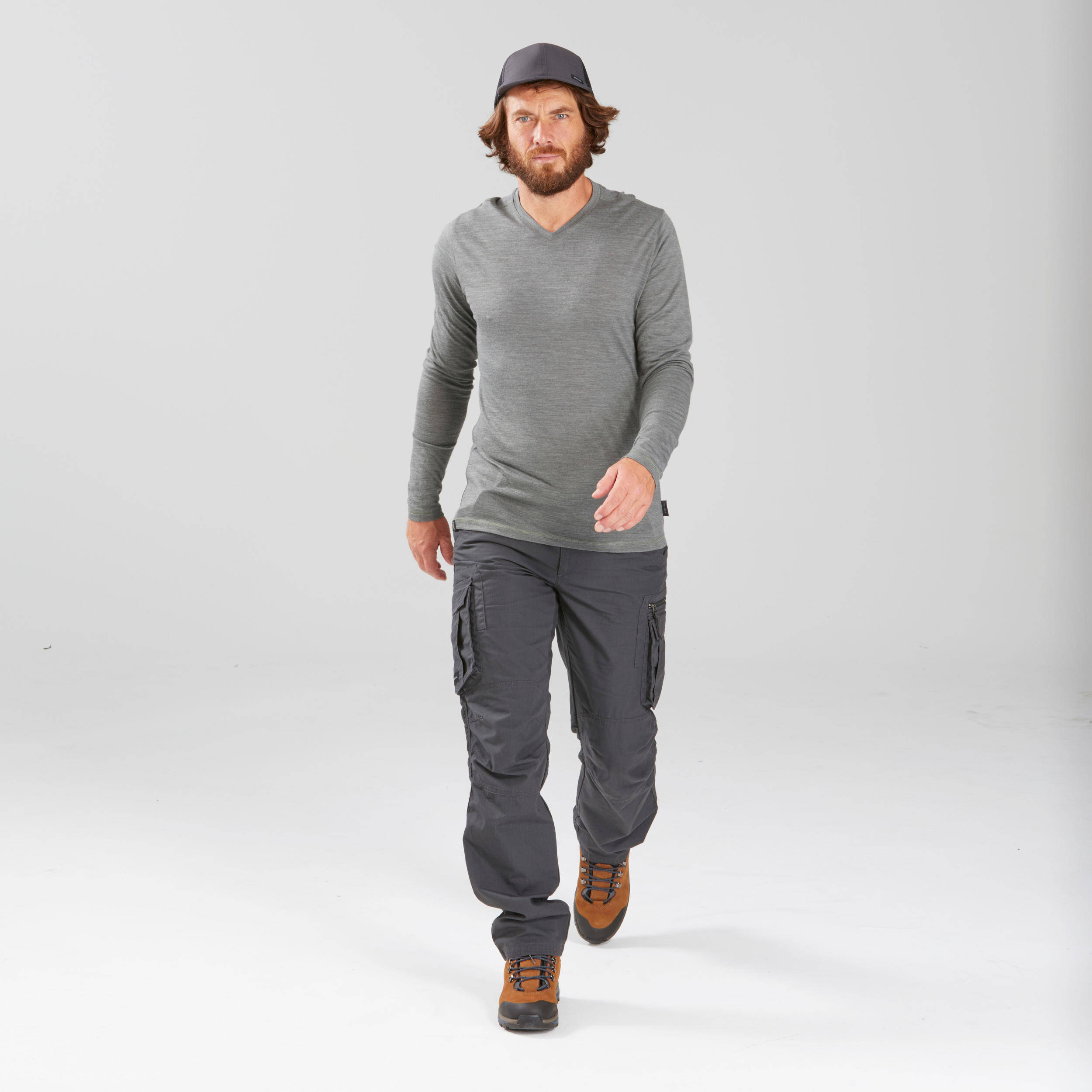 Men Straight Fit Durable Cargo Pant Grey - Travel 100