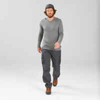 Men's Travel Trekking Cargo Trousers - TRAVEL 100 Grey