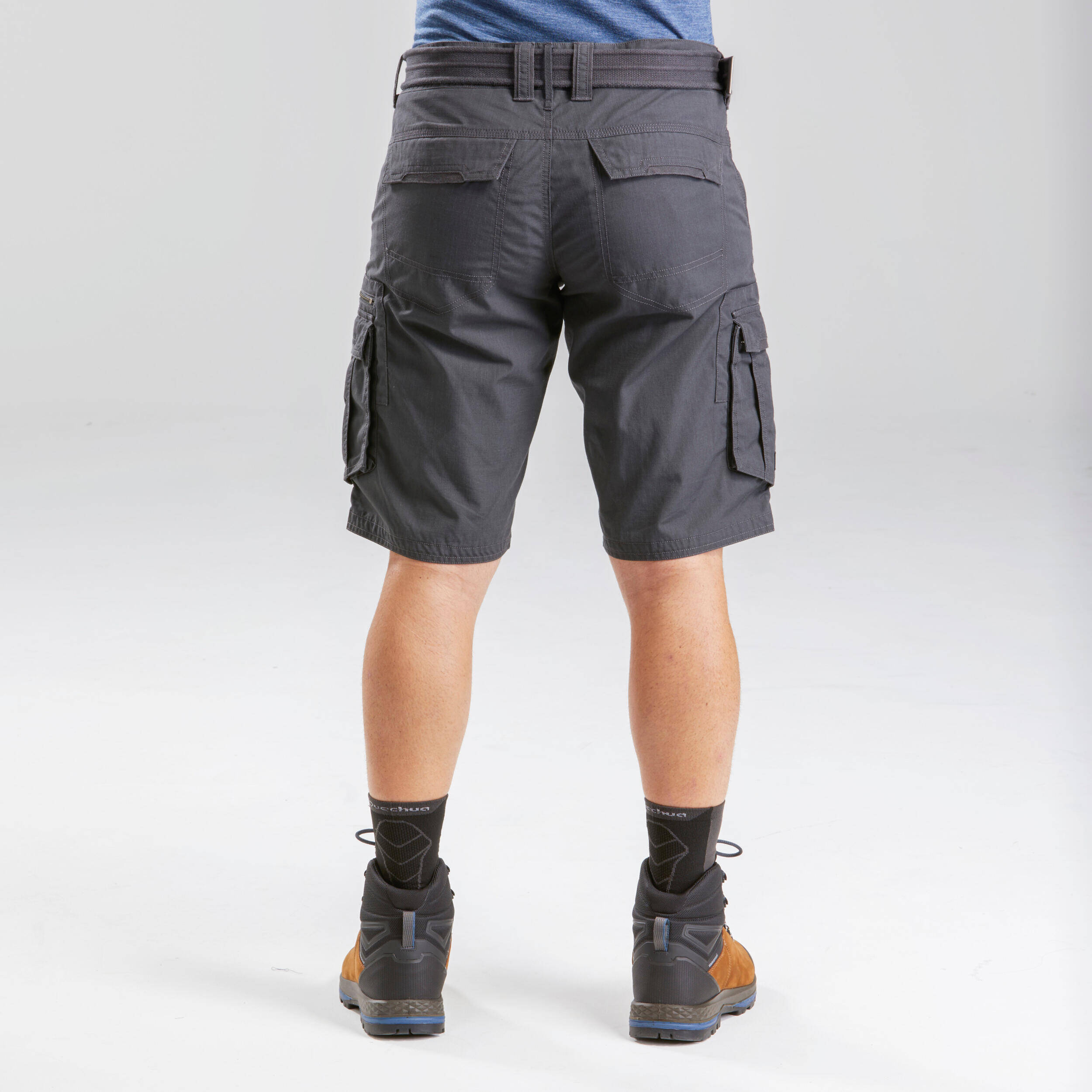 Men Reinforced Cargo Shorts Grey - Travel 500 -  4