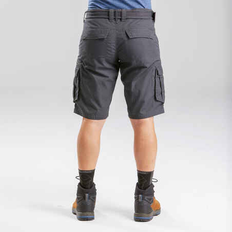 Men's Travel Trekking Cargo Shorts - TRAVEL 100 - Grey