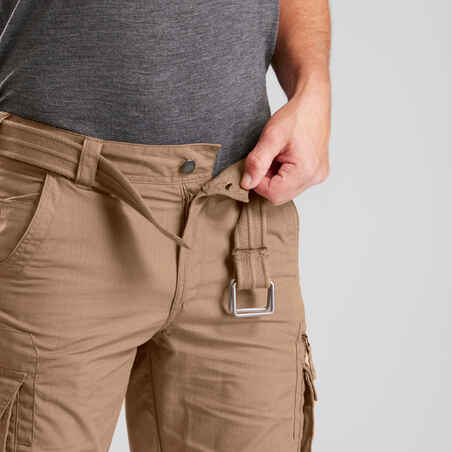Vyriškos kelioninės kelnės su kišenėmis „Travel 100“, rudos