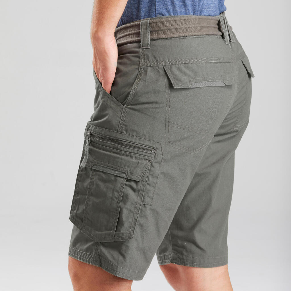 Men's Travel Trekking Cargo Shorts - TRAVEL 100 - Khaki