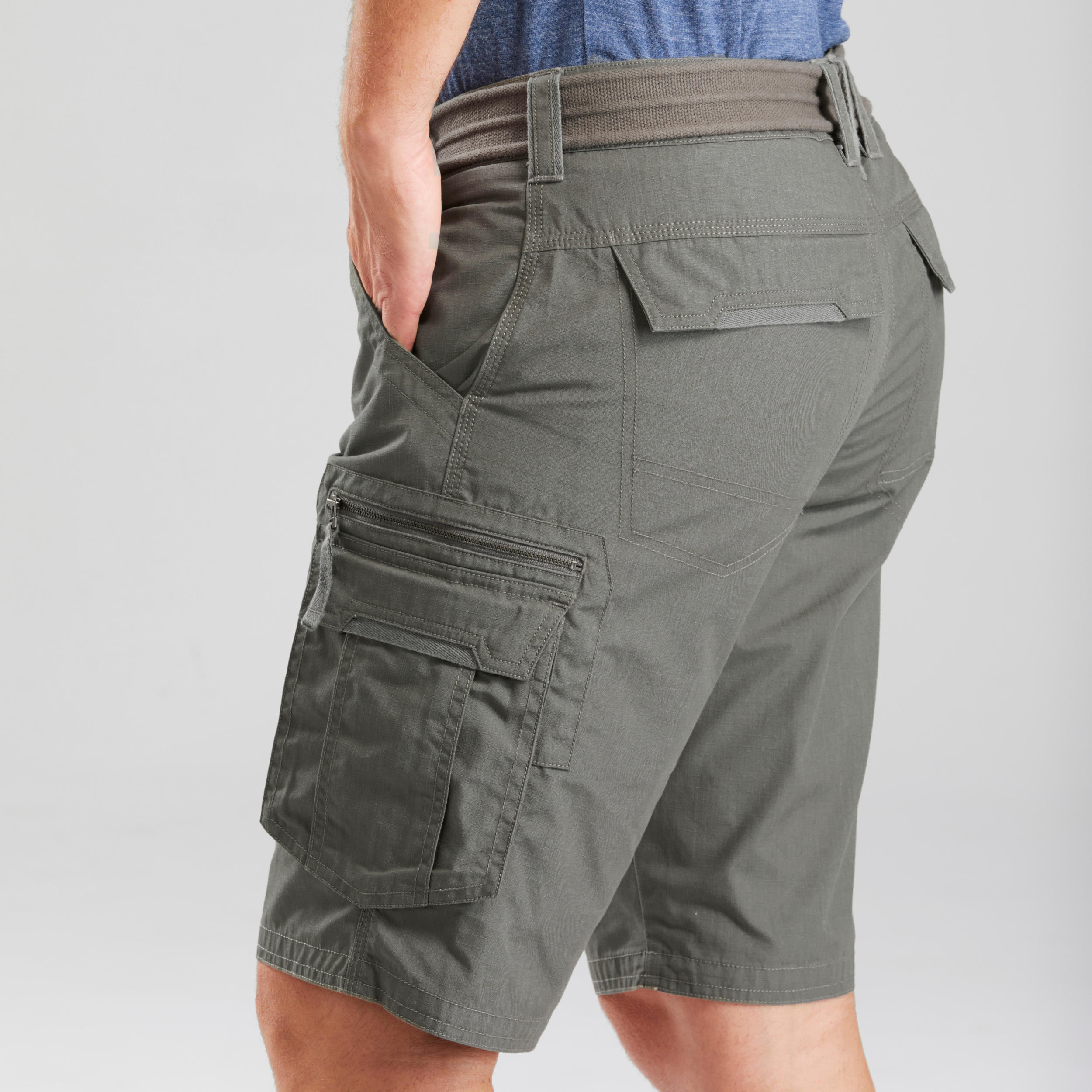 Men's Travel Trekking Cargo Shorts - TRAVEL 100 - Khaki 7/9