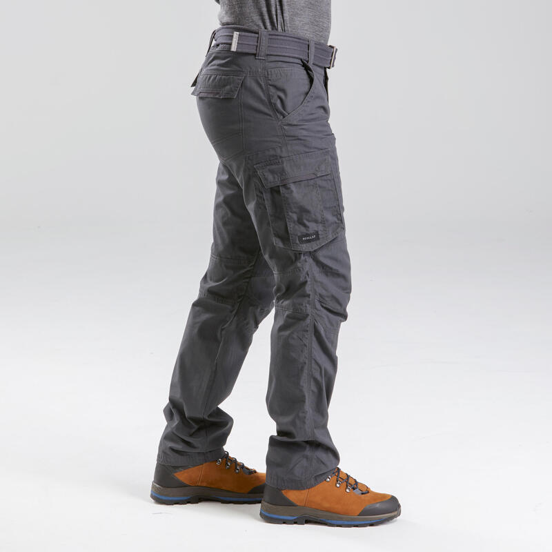 Men's Travel Trekking Cargo Trousers - TRAVEL 100 Grey