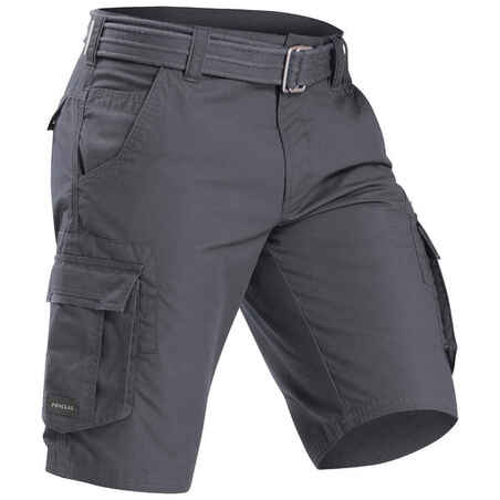 Men's Travel Trekking Cargo Shorts - TRAVEL 100 - Grey