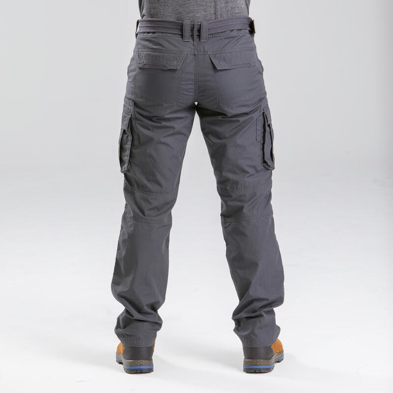 Men's Travel Trekking Cargo Trousers - TRAVEL 100 Grey