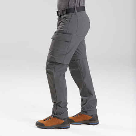 Pantalon desmontable montaña y trekking Hombre Travel 500 gris