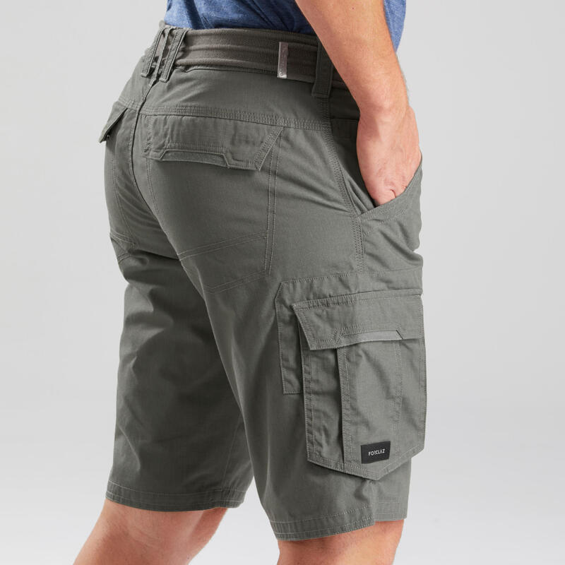 Pantalon scurt cargo Trekking călătorie TRAVEL 500 Kaki Bărbați
