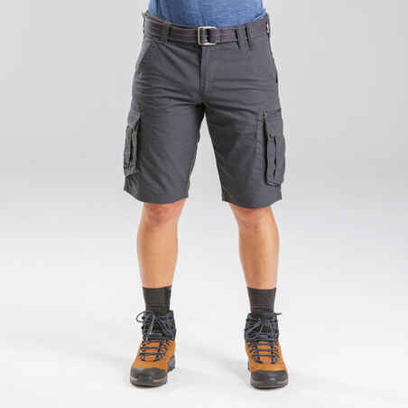 Men's Travel Trekking Cargo Shorts - TRAVEL 100 - Grey