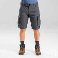 Men's Travel Trekking Cargo Shorts - TRAVEL 100 - Grey