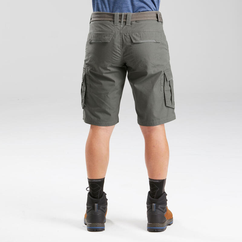 Pantalon scurt cargo Trekking călătorie TRAVEL 500 Kaki Bărbați