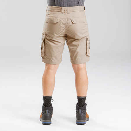 Men's Travel Trekking Zip-Off Cargo Trousers - Travel 100 Zip-Off - sand