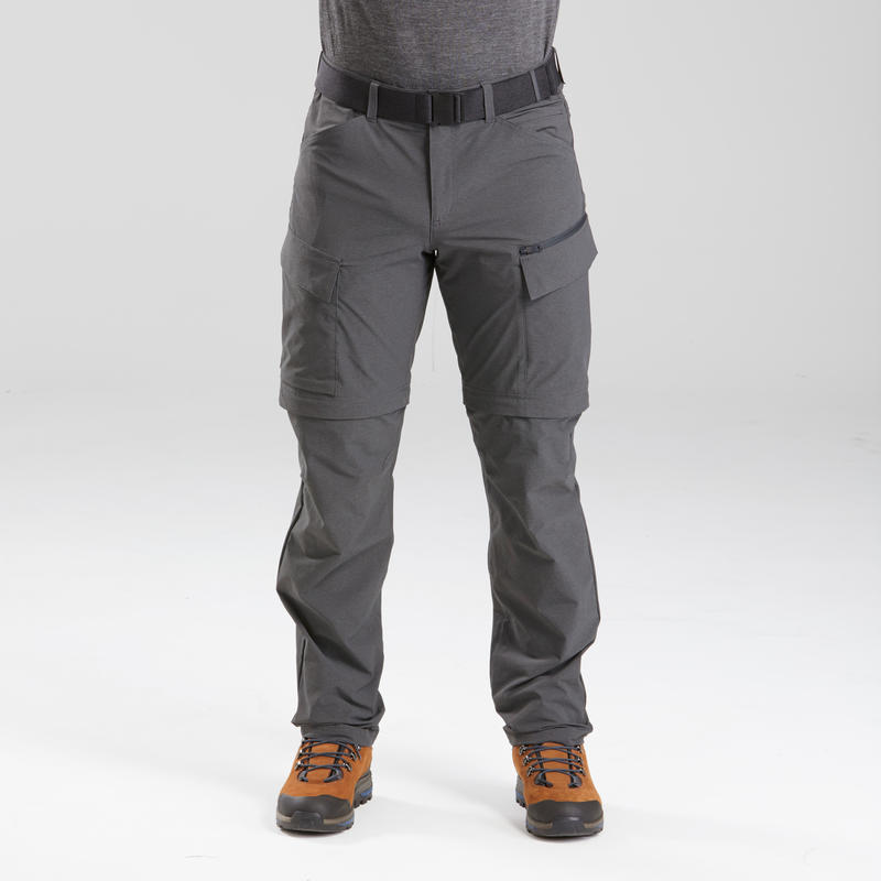 Men's trekking convertible travel trousers - TRAVEL 500 CONVERT - Dark grey