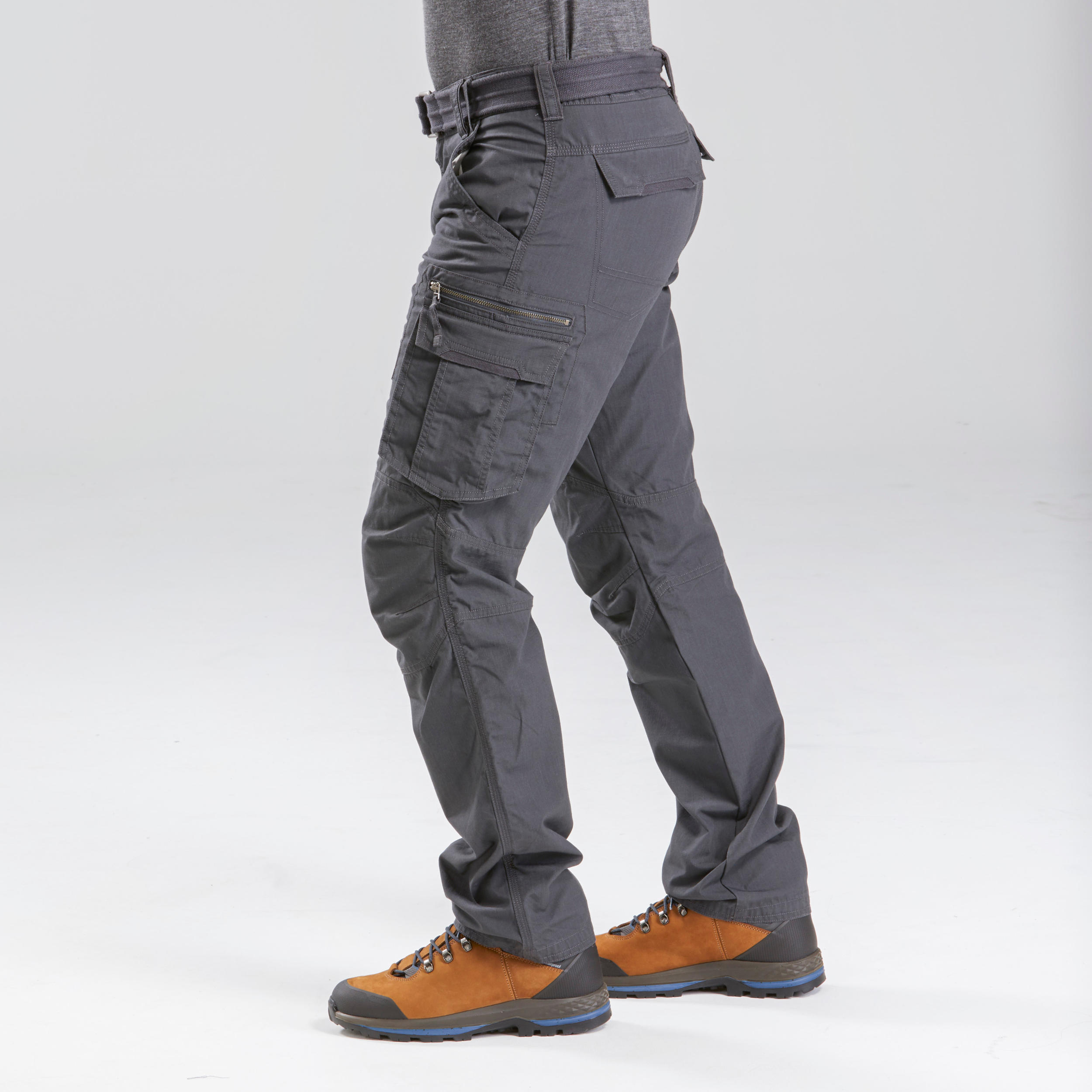 Men's Travel Trekking Cargo Trousers - TRAVEL 500 Grey