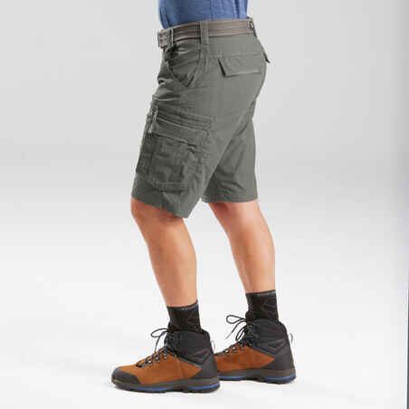 Men's Travel Trekking Cargo Shorts - TRAVEL 100 - Khaki