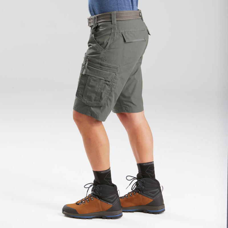 Pantalon scurt cargo Trekking călătorie TRAVEL 500 Kaki Bărbați
